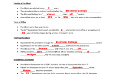 Executive Branch Notes And Worksheet Answers | Exercises Local intended for Presidency Fill In Worksheet Answers
