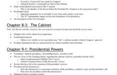 Executive Branch Study Guide: President &amp; Presidential Powers with Chapter 8 The Presidency Worksheet Answers