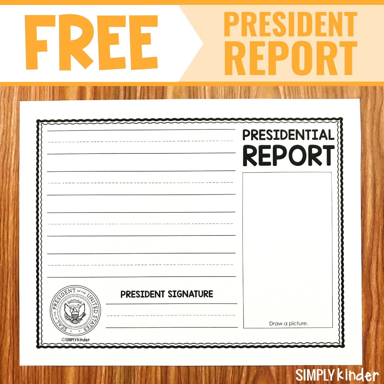 Free President Report - Simply Kinder regarding President Report Worksheet