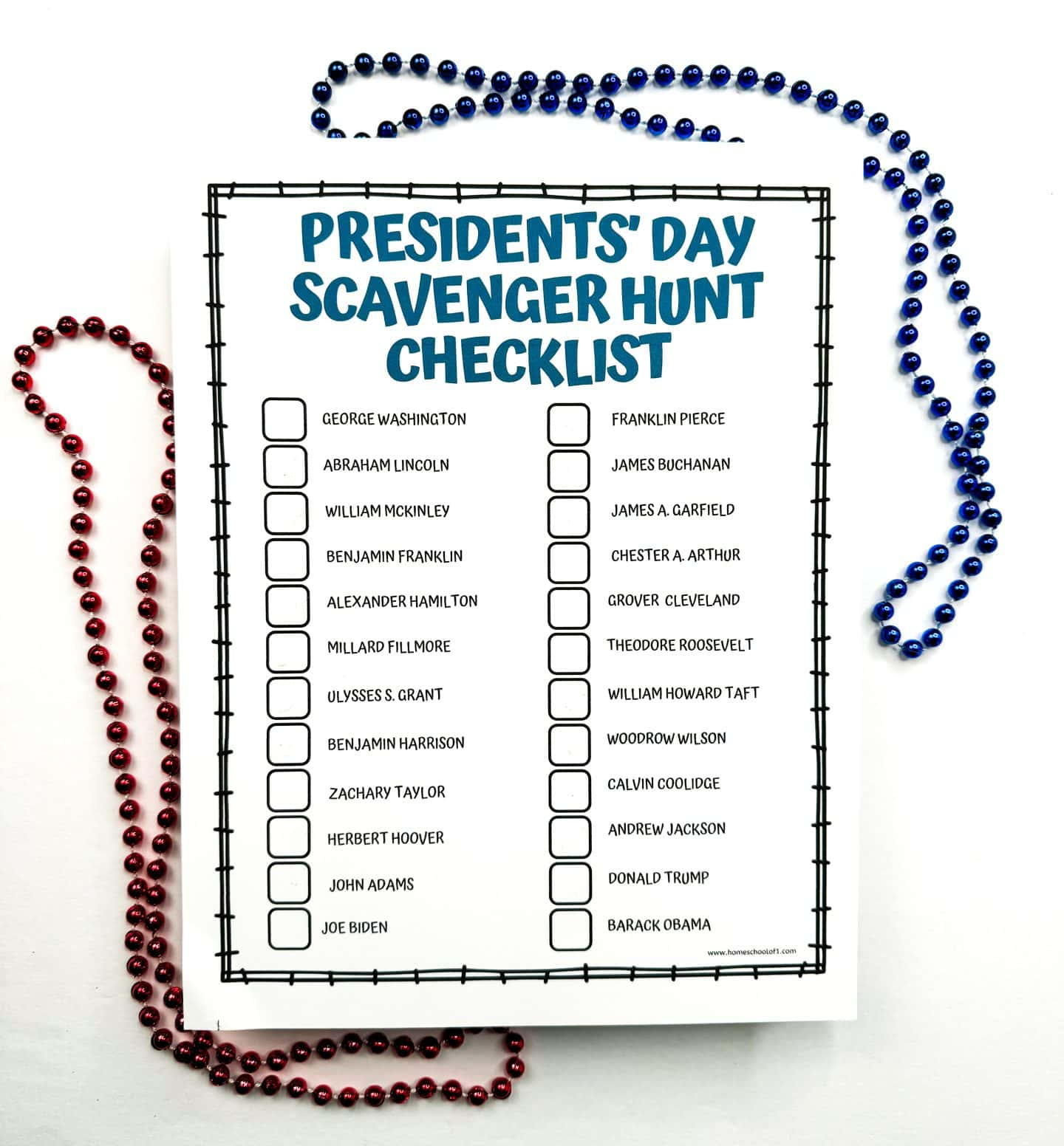 Free President&amp;#039;S Day Scavenger Hunt Printable with President Scavenger Hunt Worksheet