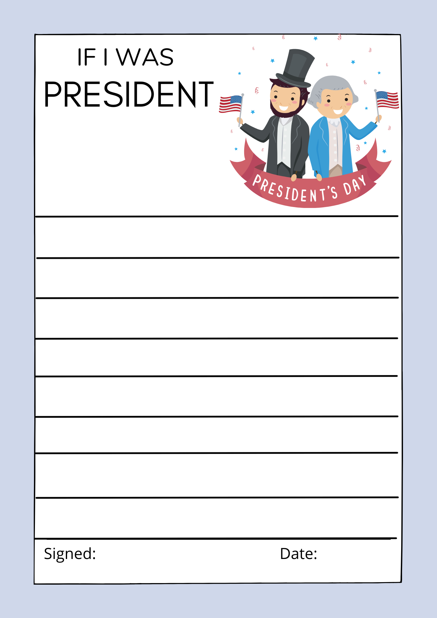 Free Printable If I Was President Writing Prompt - Classy Mommy in Presidents Day Writing Prompt Worksheet