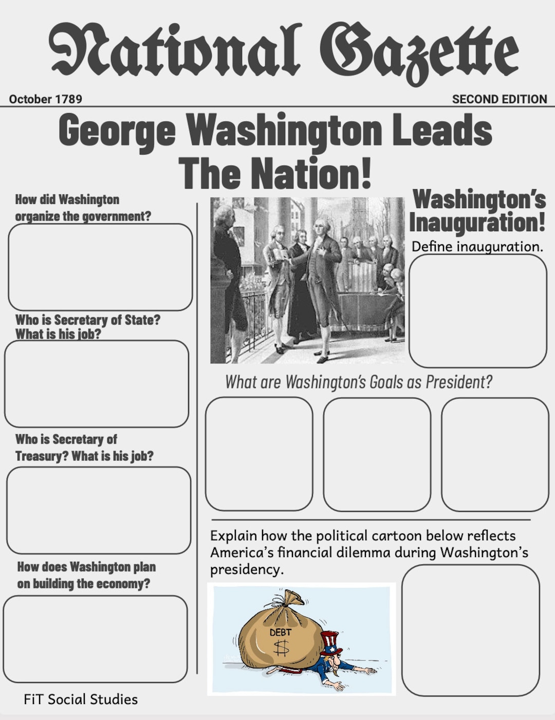 George Washington, Zeitung, Aktivität, Amerikanisch, Geschichte pertaining to George Washington Presidency Worksheet