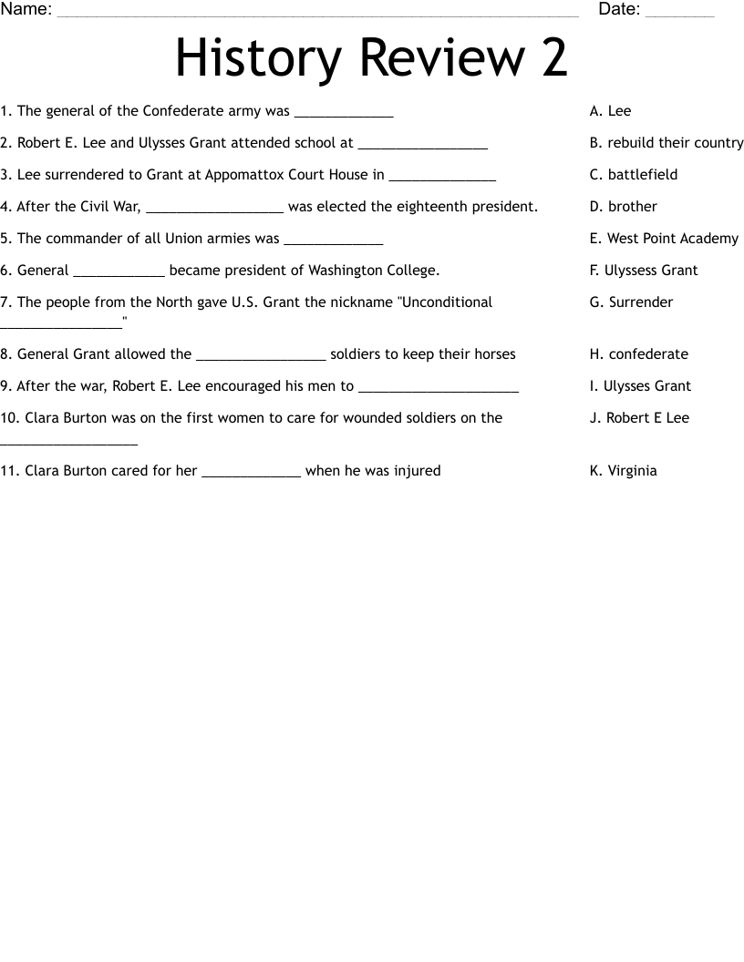 History Review 2 Worksheet - Wordmint with All The President&amp;#039;S Men And Women Worksheet Answer Key