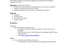 Jefferson'S Presidency &amp; Marbury V. Madison Lesson Plan in Presidency Fill-In Worksheet Answers
