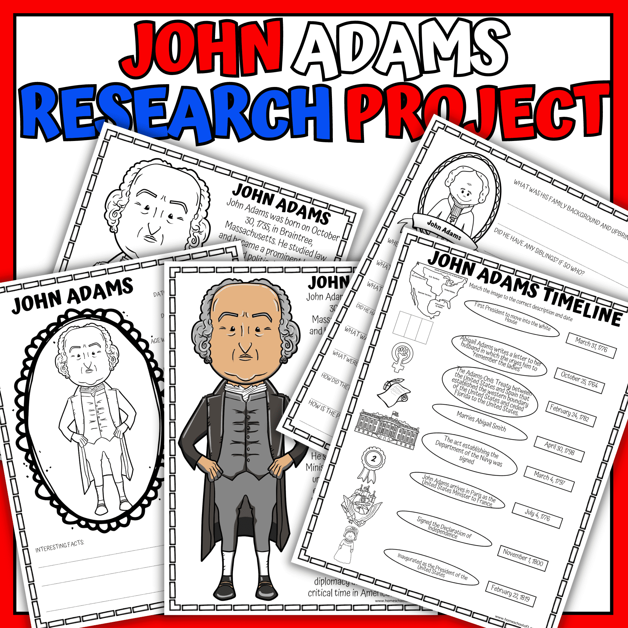 John Adams Worksheets – Printable Unit Study For Kids throughout The Presidency Of John Adams Worksheet