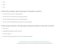 John F. Kennedy: Quiz &amp; Worksheet For Kids | Study intended for The Presidency of John F Kennedy Worksheet Answers