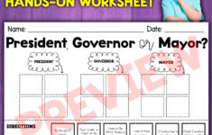 Levels Of Government Sorting Activity | President, Governor, And inside Mayor Governor President Worksheet