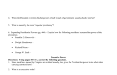 Presidency In Action: Chapter 14 Study Guide intended for The Presidency In Action Worksheet Answers