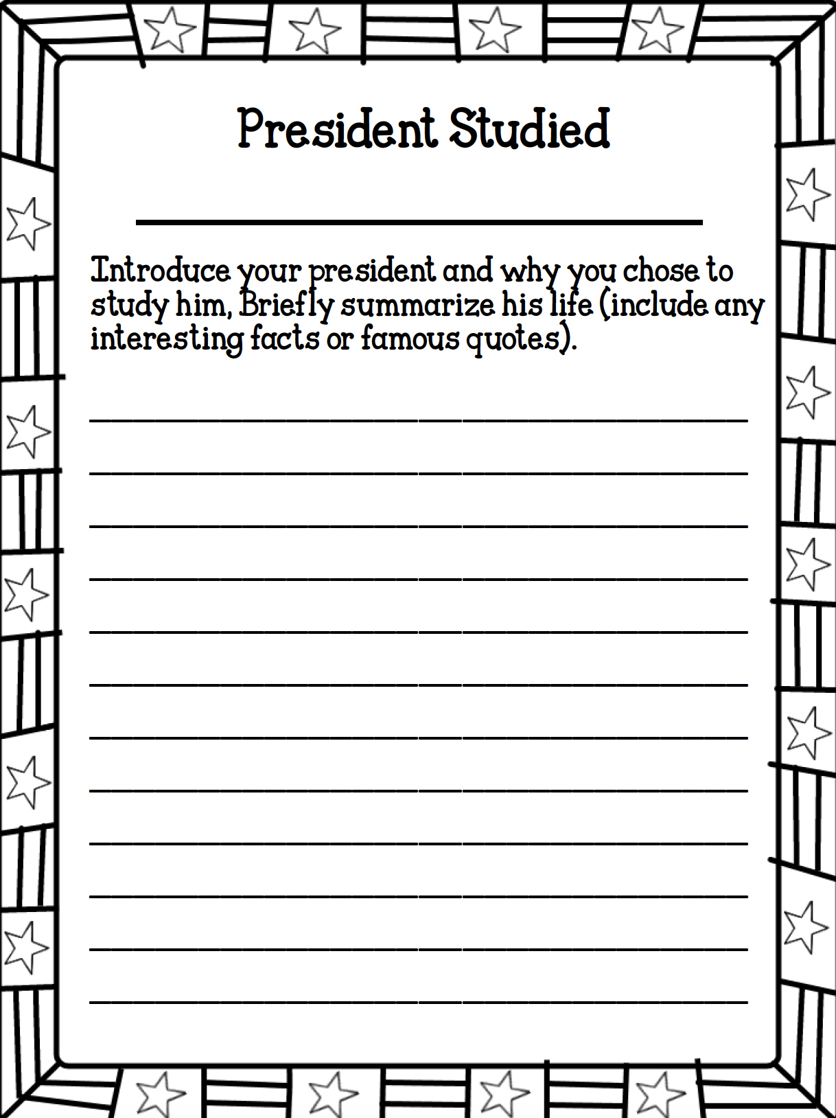 President Research Report pertaining to President Research Worksheet