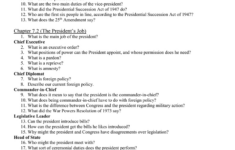 President &amp; Vice-President Study Guide: Roles &amp; Powers for The Seven Roles Of The President Worksheet Answers