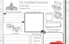 Presidents Day Activity Page Us President Research Worksheet intended for The Presidency Worksheet