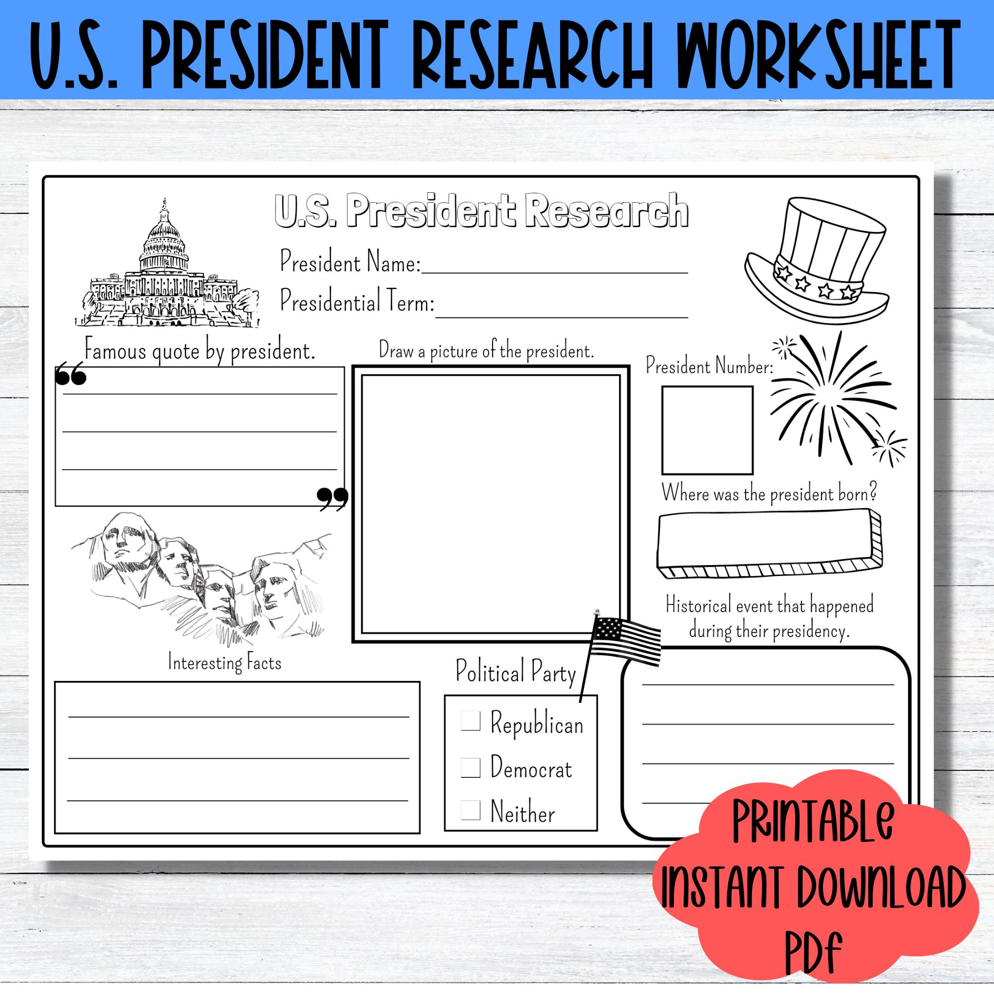 Presidents Day Activity Page Us President Research Worksheet pertaining to All The Presidents Men And Women Worksheet