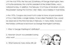 Presidents' Day (Free Worksheet) Updated | Squarehead Teachers for Presidents Day Comprehension Worksheets Free