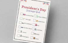 President'S Day Scavenger Hunt | Printable President'S Day Activity For  Kids | President'S Day Game For Children | Picture Scavenger Hunt throughout President Scavenger Hunt Worksheet