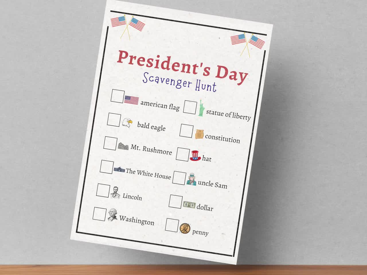 President&amp;#039;S Day Scavenger Hunt | Printable President&amp;#039;S Day Activity For  Kids | President&amp;#039;S Day Game For Children | Picture Scavenger Hunt throughout President Scavenger Hunt Worksheet