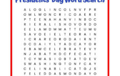 Presidents' Day Word Search Free Printable Worksheet with regard to President'S Day Worksheets