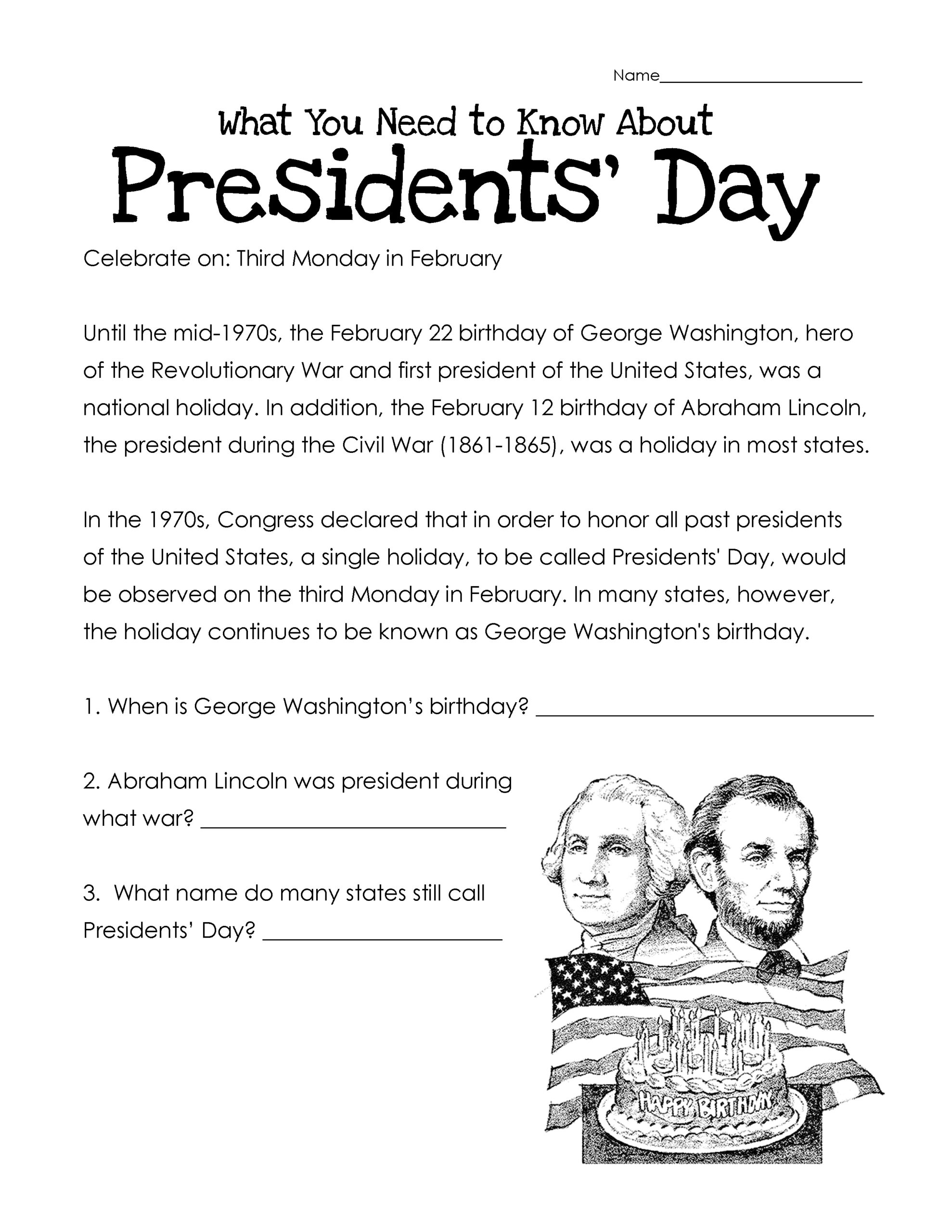 Presidents Day Worksheets - Best Coloring Pages For Kids intended for Presidents Day Math Worksheets For Kindergarten