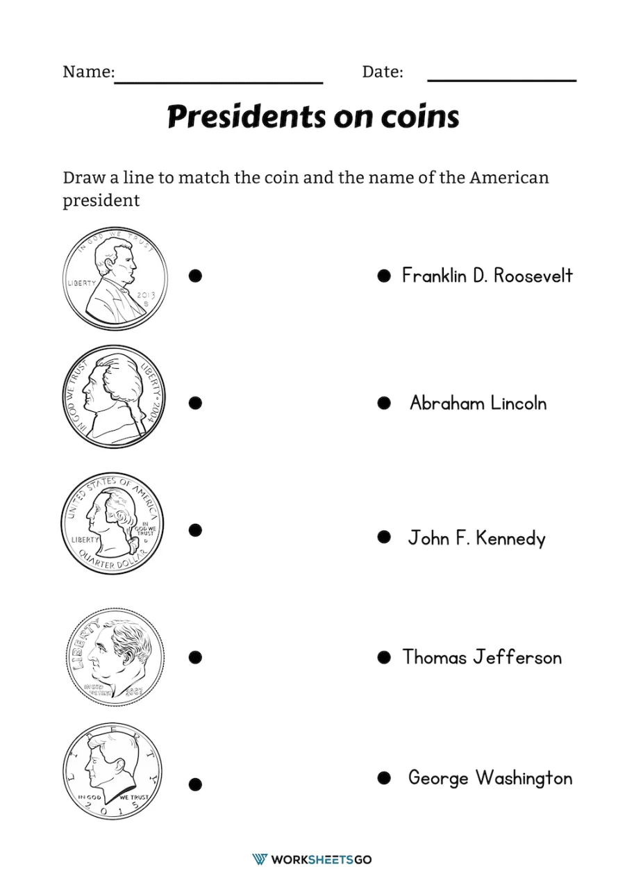 Presidents On Coins Worksheets | Worksheetsgo within Presidents On Coins Worksheet