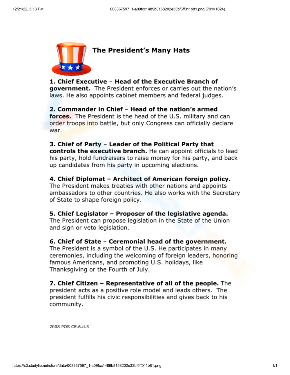 Printable Roles Of The President Worksheets within The Presidency Worksheet