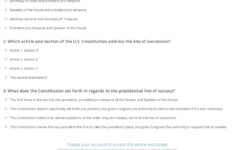 Quiz &amp; Worksheet - U.s. Presidential Succession | Study intended for Presidential Succession And the Vice Presidency Worksheet