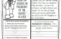 Reading Comprehension For Black History Month: President Barack within President Biography Worksheet