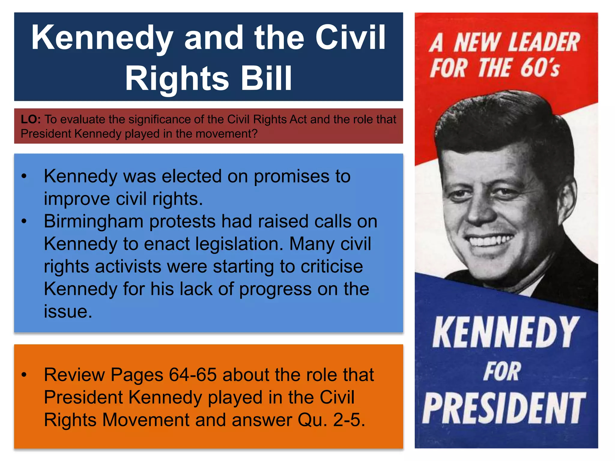 The Civil Rights &amp;amp; Voting Act | Pptx inside President Kennedy&amp;amp;#039;s Speech On Civil Rights Worksheet Answers