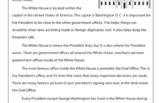 The Presidential Residence: White House Worksheet pertaining to Washington'S Presidency Worksheet