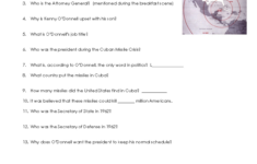 Thirteen Days Movie Guide: Cuban Missile Crisis Study (2000-1 intended for The American President Movie Guide Worksheet Answers