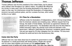 Thomas Jefferson Mini-Lesson | Lesson Plan regarding Thomas Jefferson Presidency Worksheet