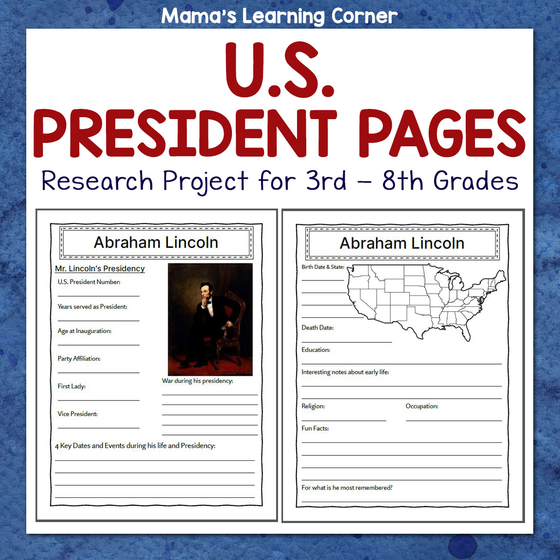 U.s. Presidents Research Project - Mamas Learning Corner for President Research Worksheet