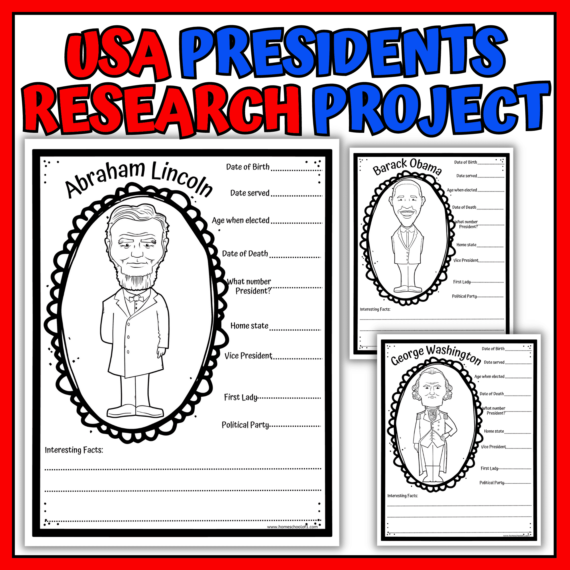 U.s. Presidents Research Worksheets (All 45 Presidents) throughout U.s. Presidents Worksheets