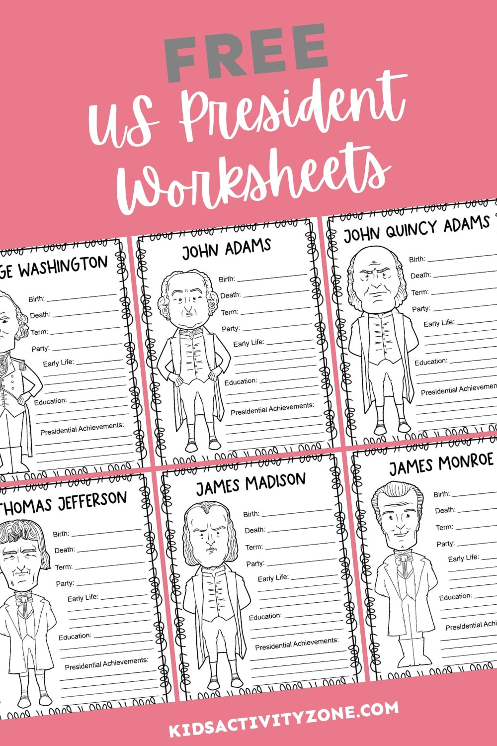 Us President Worksheets - Kids Activity Zone within Us Presidents Worksheets