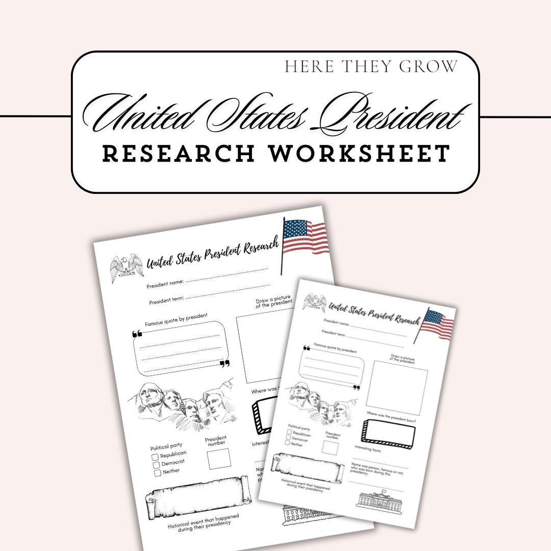 Us Presidents Research Worksheet: Printable History Activity (Pdf regarding History Channel the Presidents Worksheet