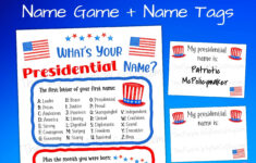 Was Ist Ihr Präsidentschafts-Namensspiel, 4. Juli Party-Spiel Zum regarding Name That President Worksheet