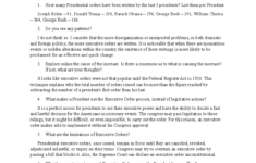 Week 09 Assignment Worksheet - Polsc 110: Executive Orders intended for Executive Orders And The Power Of The President Worksheet Answers