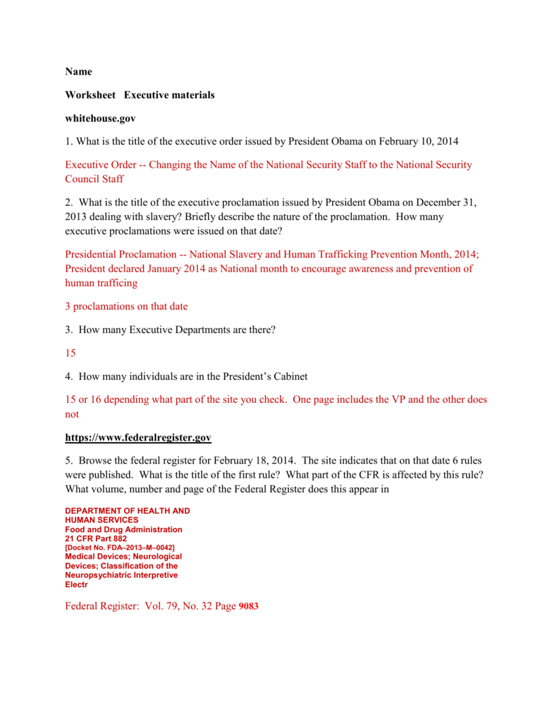 Worksheet 9 Executive Branch With Answers with regard to The President&amp;#039;S Cabinet Worksheet Answers