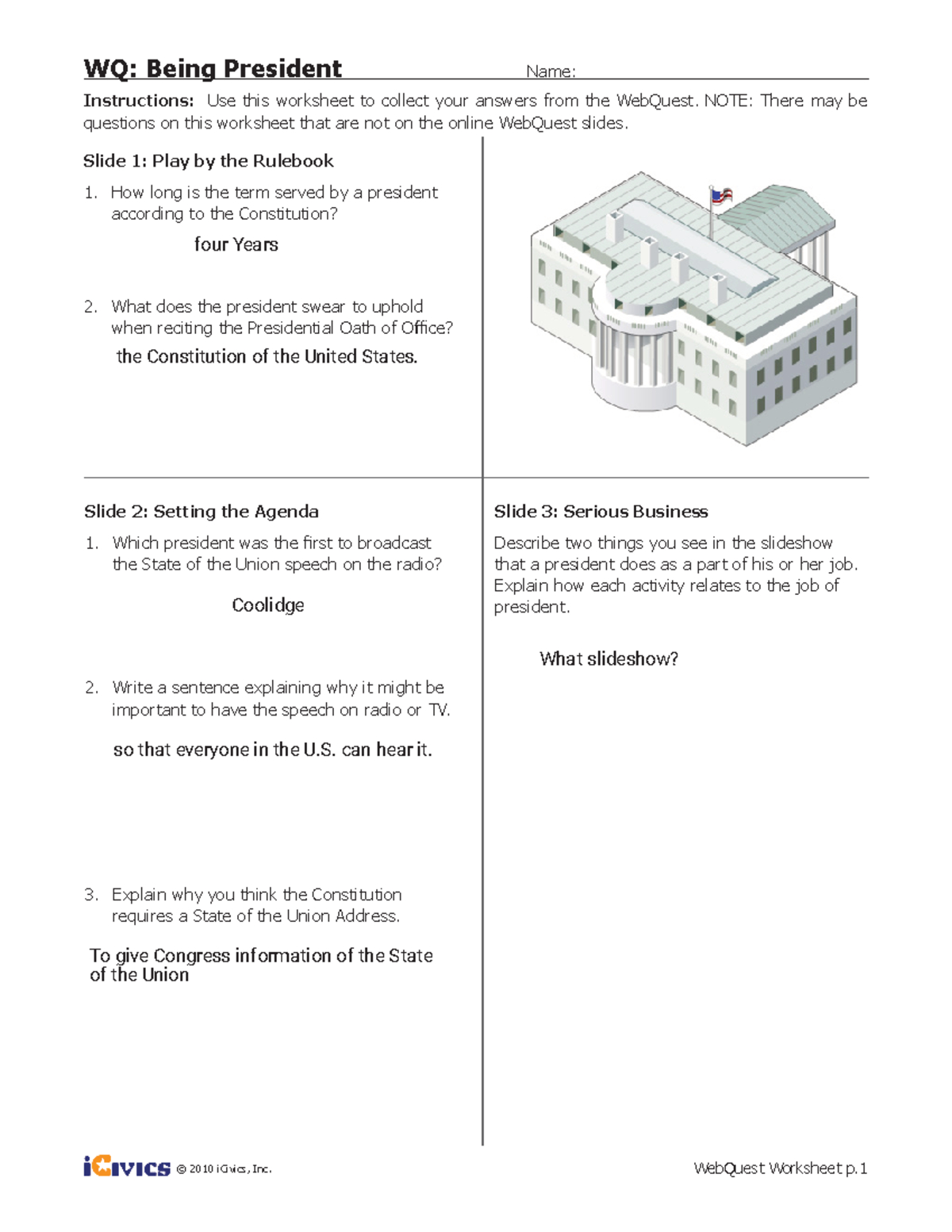 Wq Worksheet: Understanding The Role Of The President - Studocu with regard to WQ Being President Worksheet